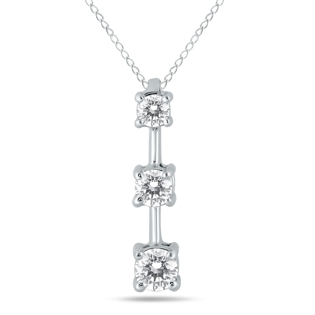 1/2 Carat TW Three Stone Diamond Pendant in 10K White Gold
