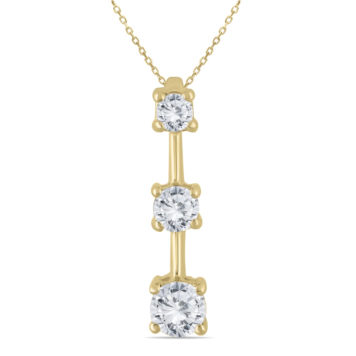 1 Carat TW Three Stone Diamond Pendant in 14K Yellow Gold