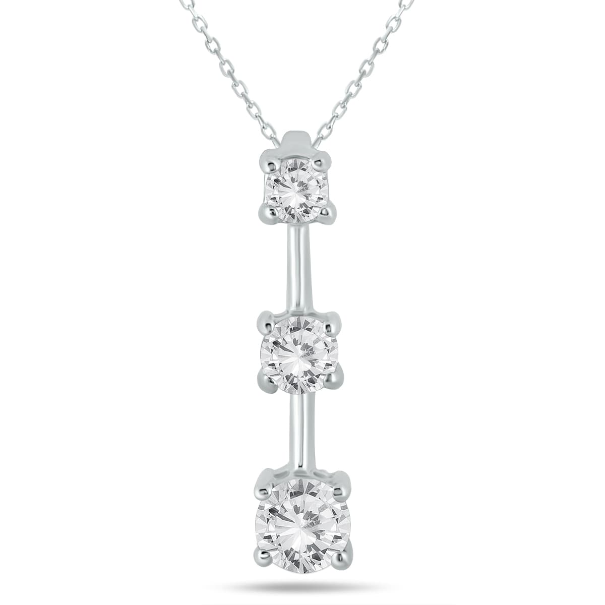 1 Carat TW Three Stone Diamond Pendant in 14K White Gold