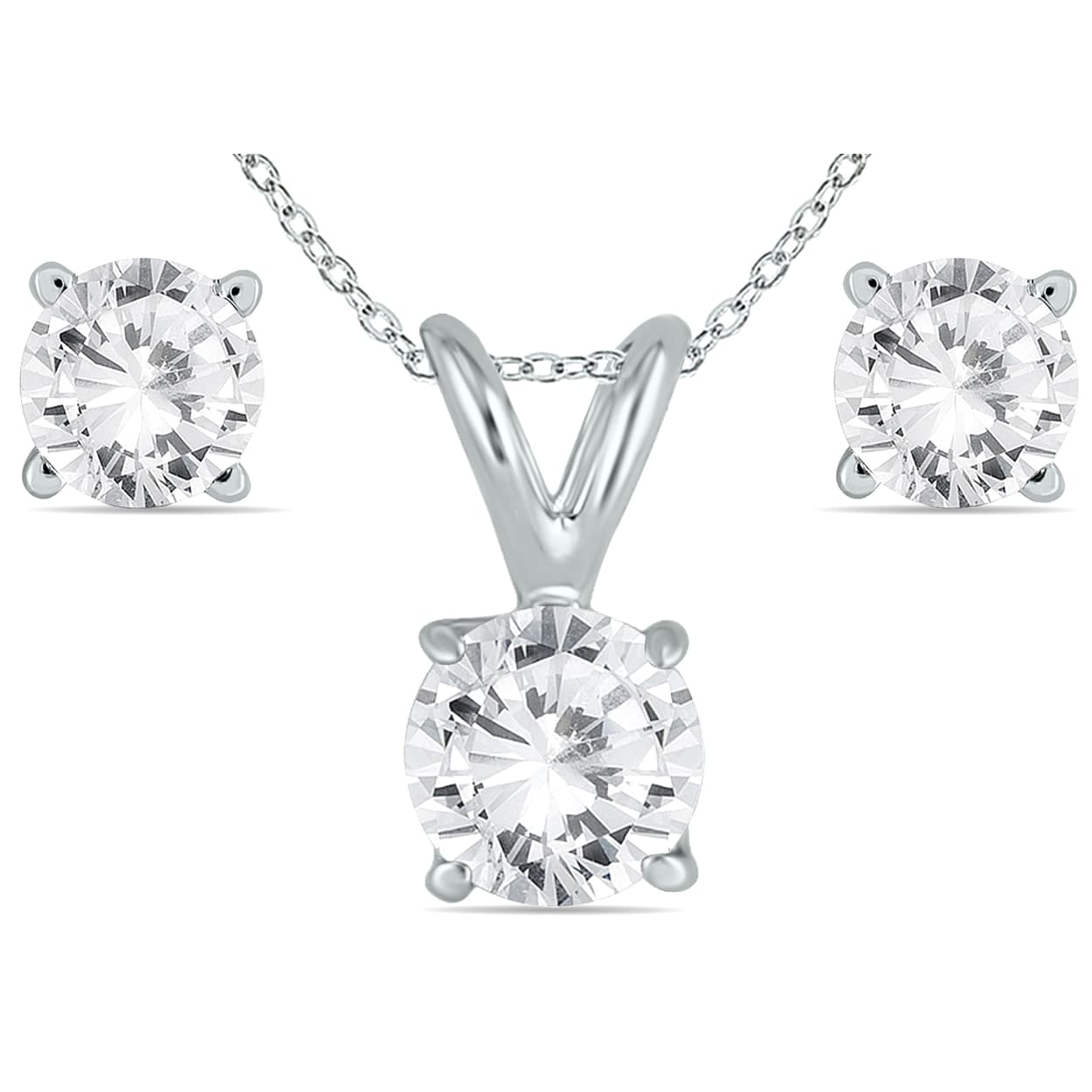 5/8 Carat TW Diamond Pendant and Earring Set in 14K White Gold