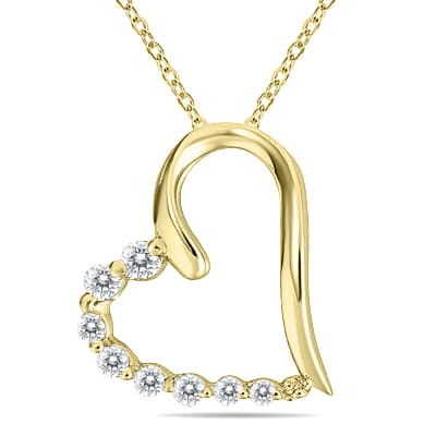 1/3 Carat TW Diamond Heart Journey Pendant in 10K Yellow Gold