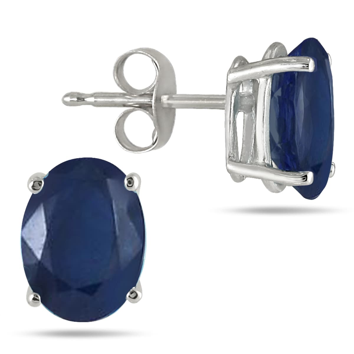 6x4MM All Natural Oval Sapphire Stud Earrings in.925 Sterling Silver