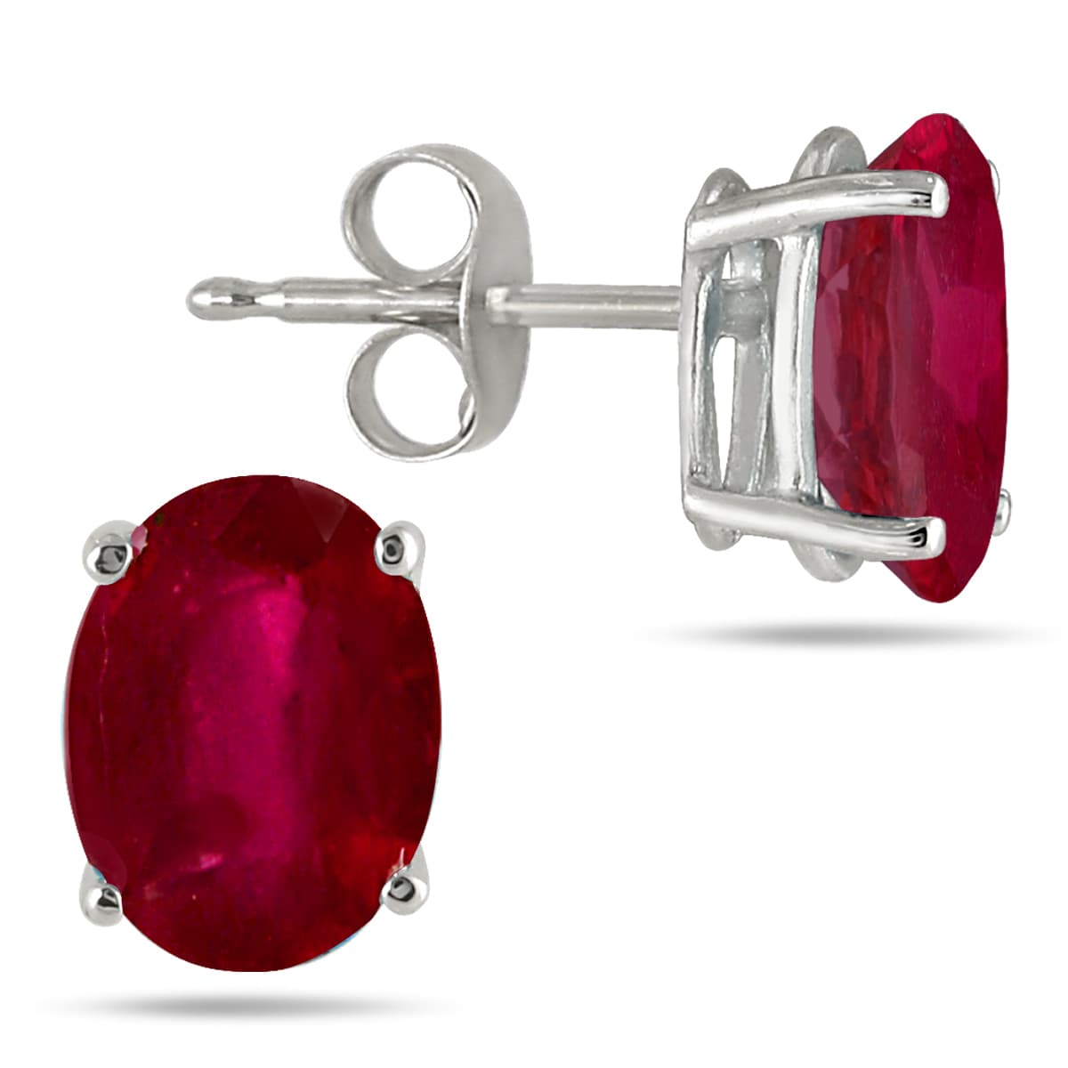 6x4MM All Natural Oval Ruby Stud Earrings in.925 Sterling Silver