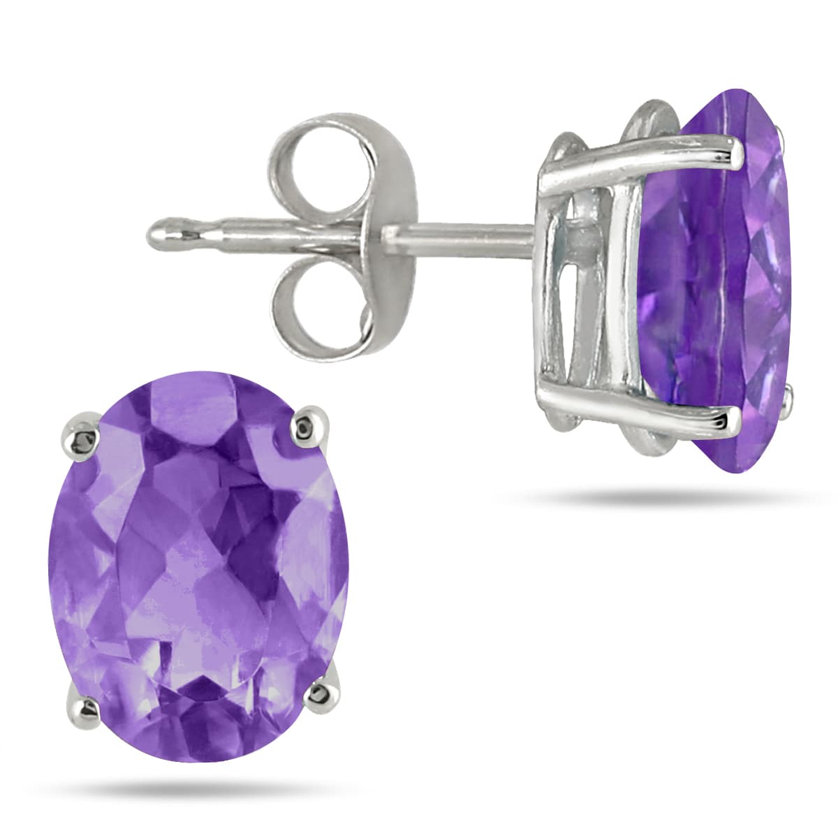 5x3MM All Natural Oval Amethyst Stud Earrings in.925 Sterling Silver