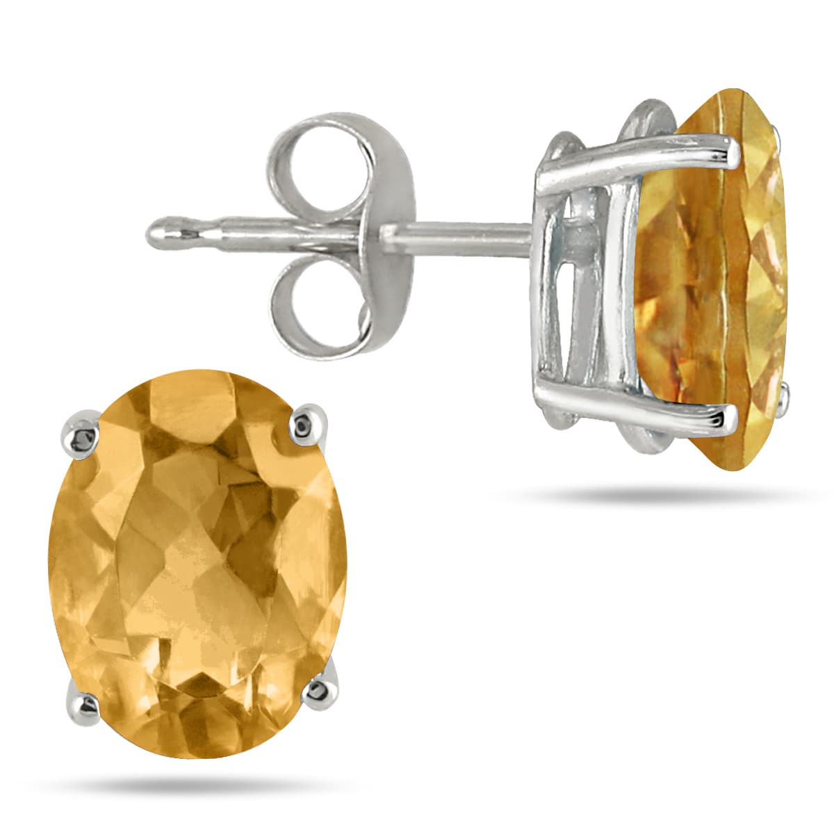 5x3MM All Natural Oval Citrine Topaz Stud Earrings in.925 Sterling Silver