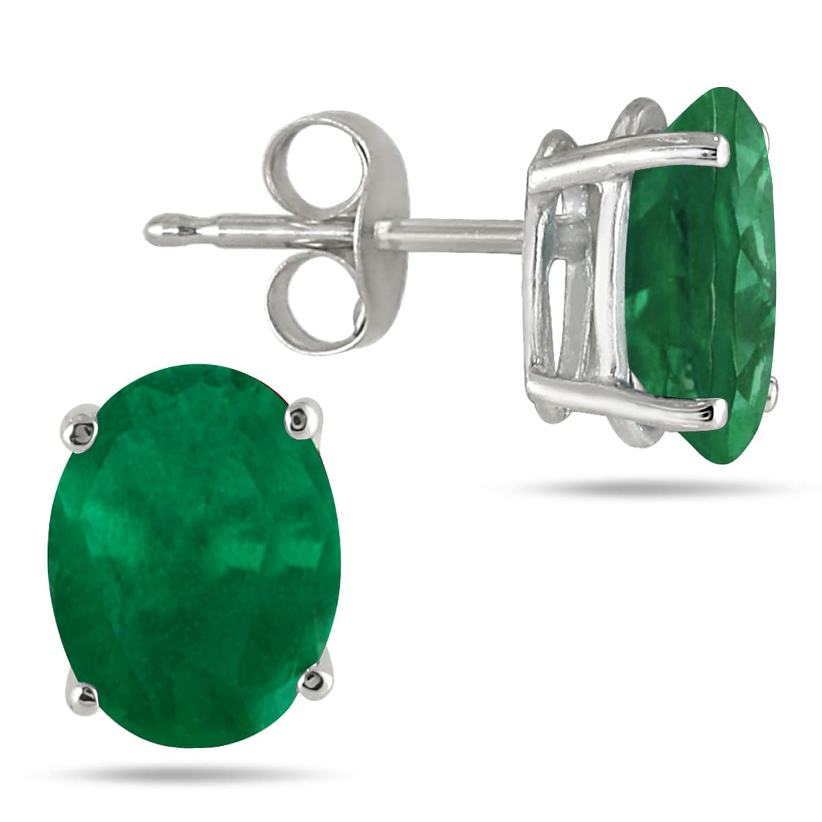 5x3MM All Natural Oval Emerald Stud Earrings in.925 Sterling Silver