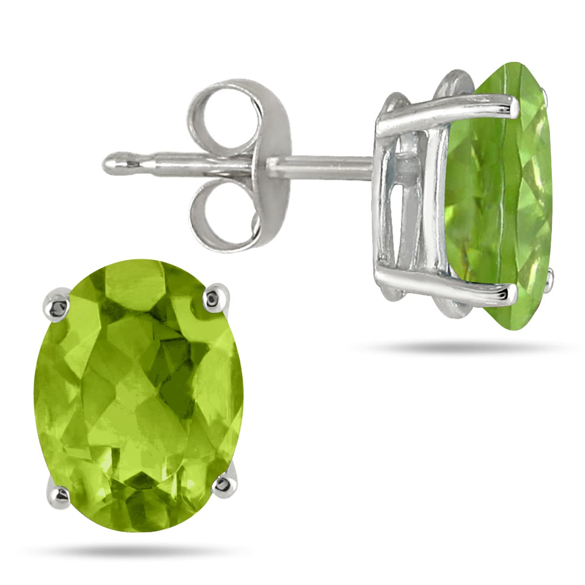 5x3MM All Natural Oval Peridot Stud Earrings in.925 Sterling Silver