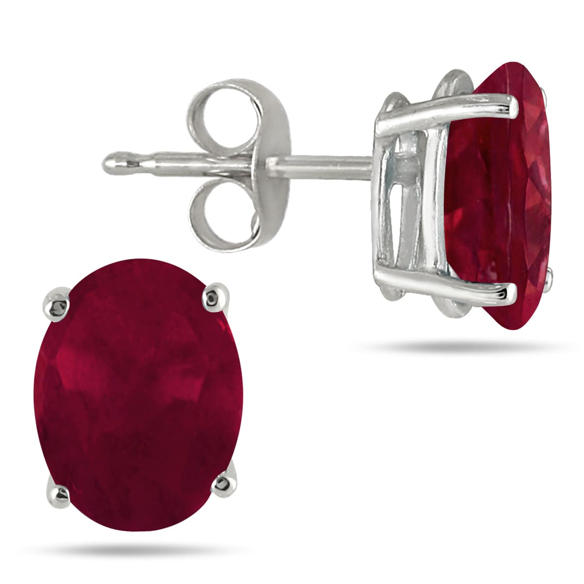 5x3MM All Natural Oval Ruby Stud Earrings in.925 Sterling Silver