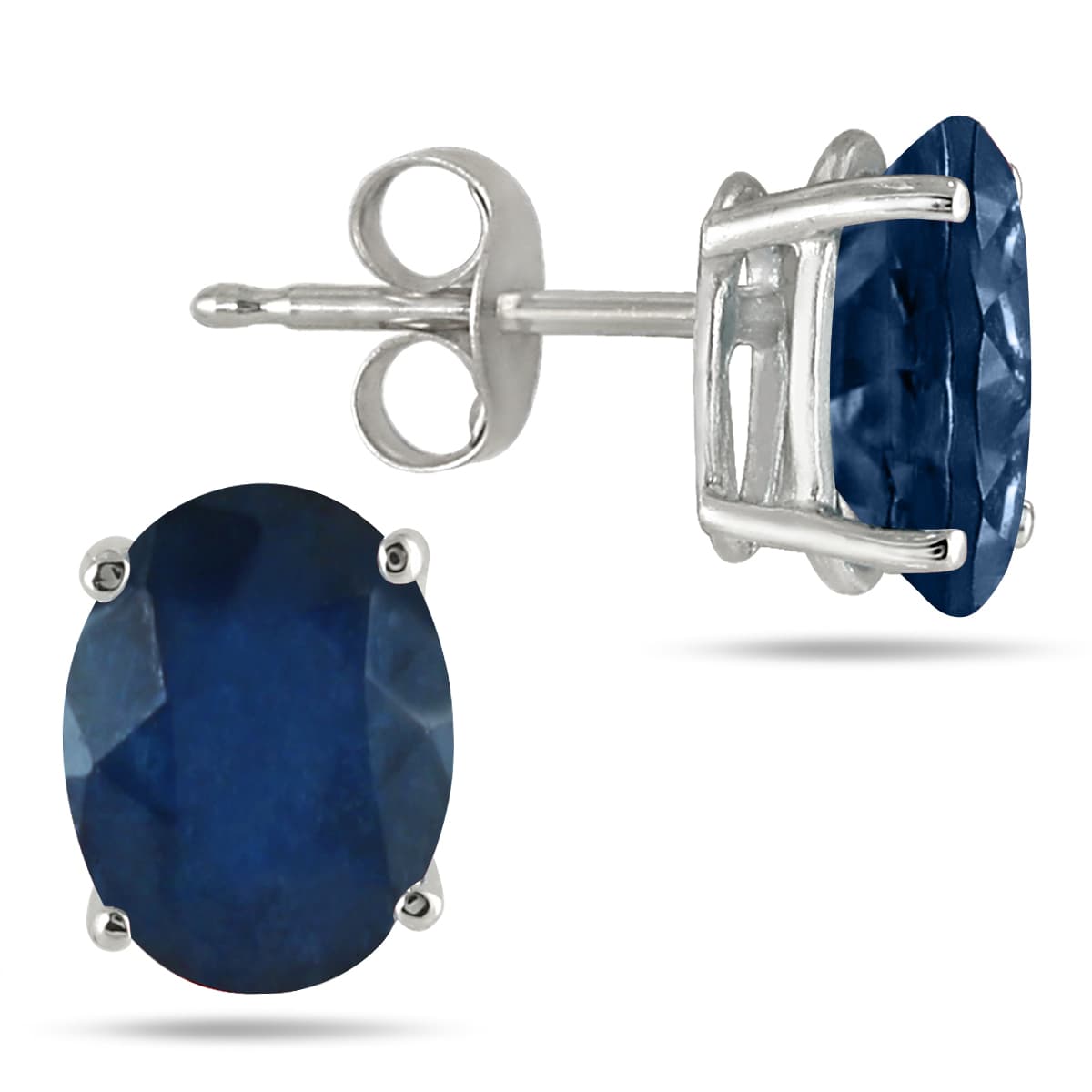 5x3MM All Natural Oval Sapphire Stud Earrings in.925 Sterling Silver