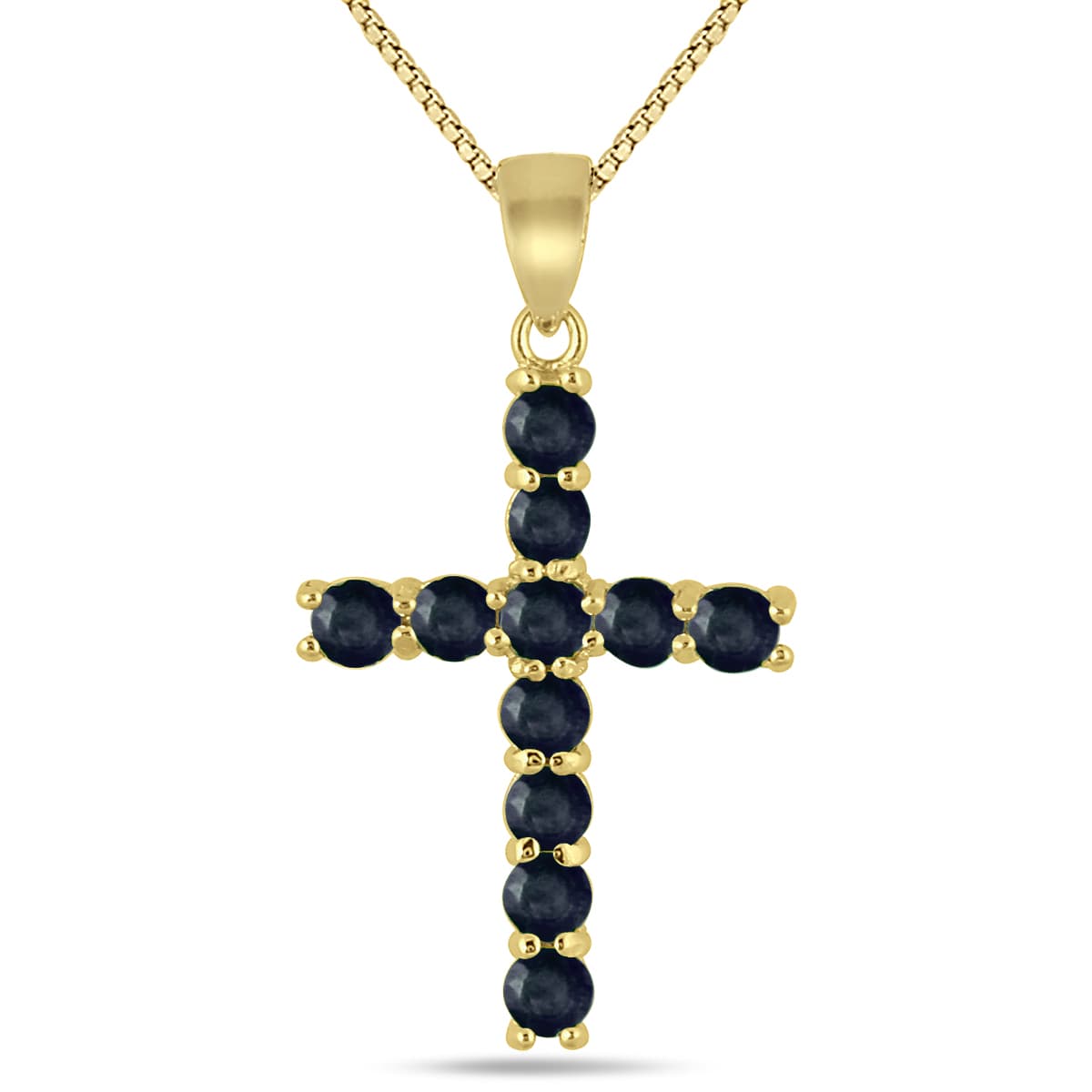 Black Sapphire Cross Pendant in.925 Sterling Silver