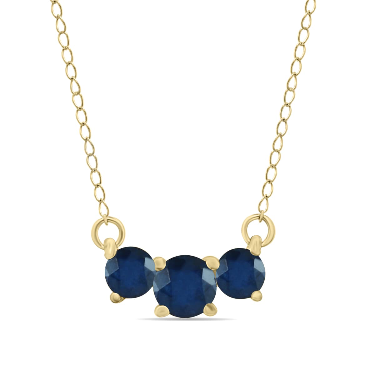 1 Carat TW Sapphire Three Stone Pendant Necklace 14K Yellow Gold
