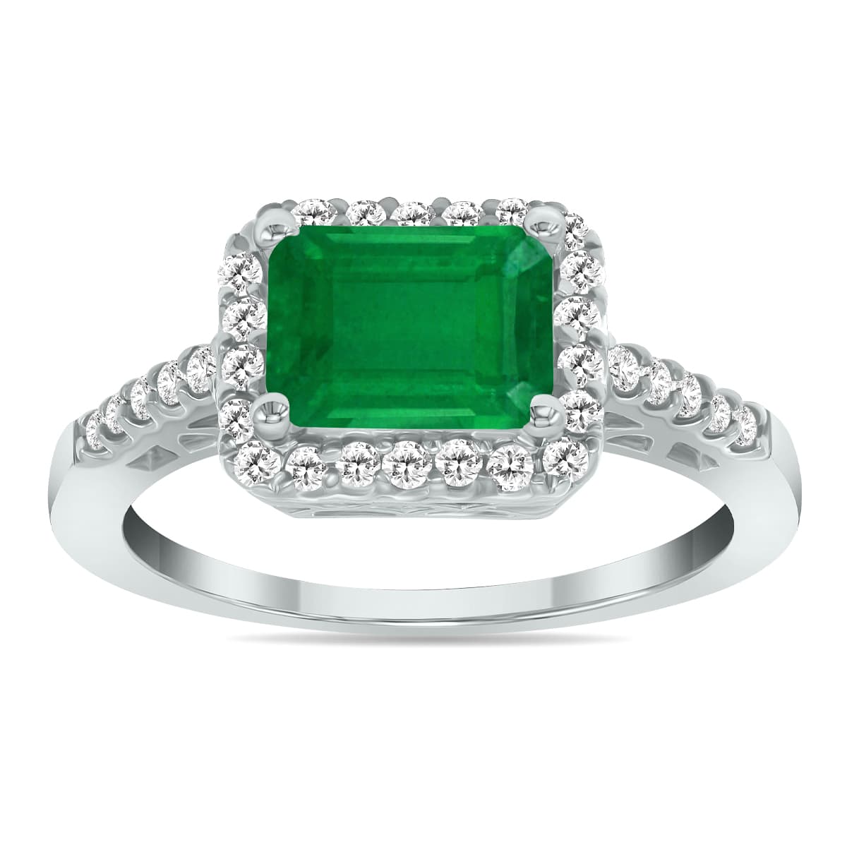 2 1/2 Carat TW Emerald Cut Emerald Diamond Ring in 10K White Gold