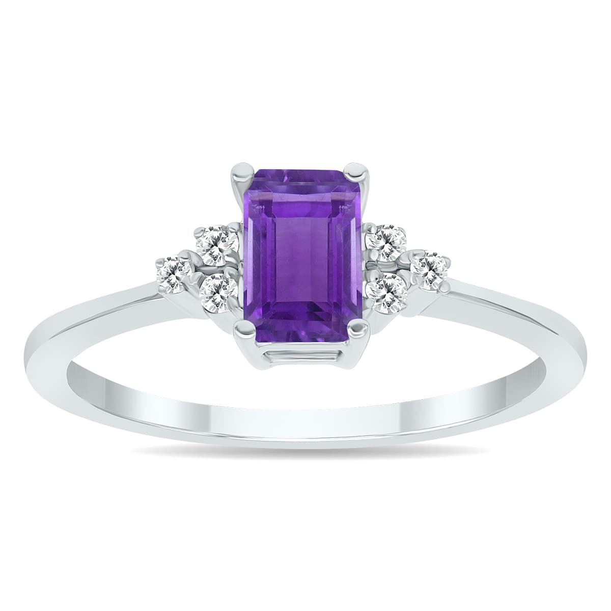 Amethyst and Diamond Regal Ring in 10K White Gold