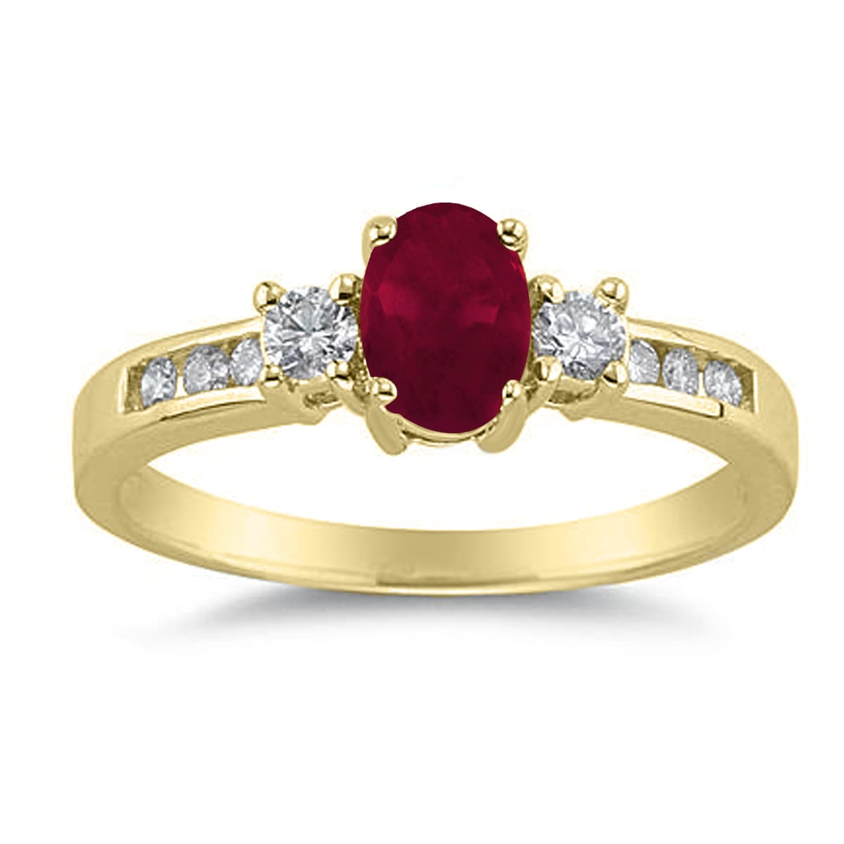 Ruby and Diamond Regal Channel Ring in 14K Yellow Gold