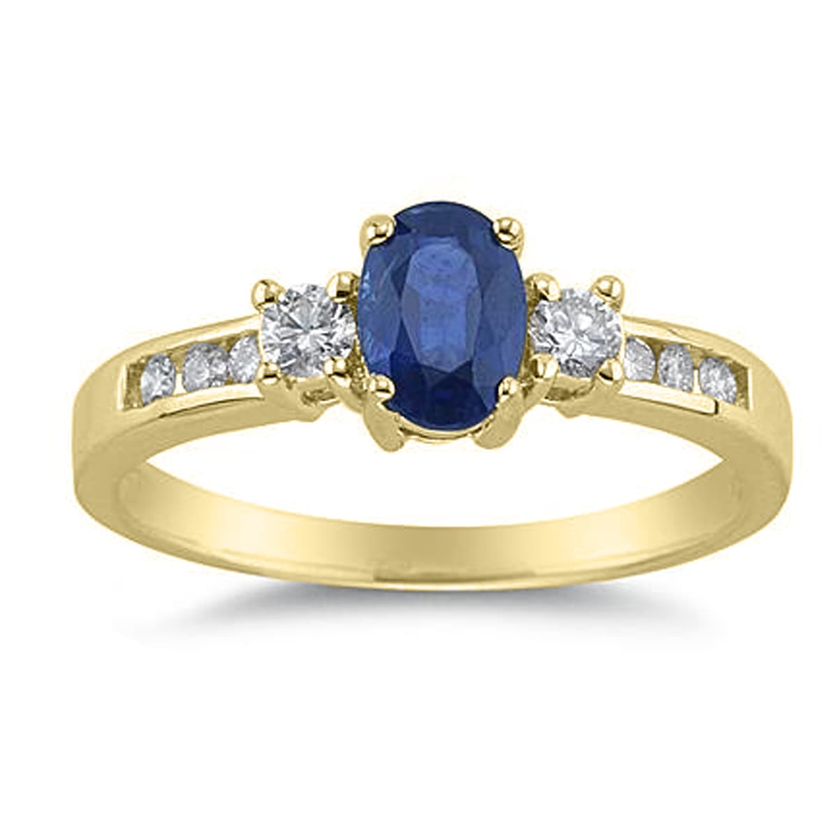 Sapphire and Diamond Regal Channel Ring in 14K Yellow Gold