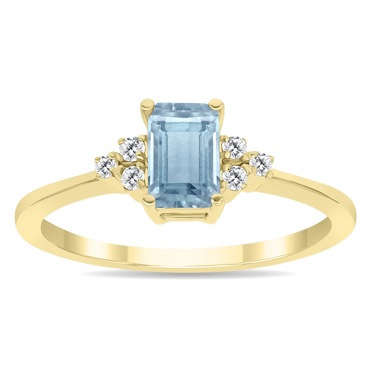 Aquamarine and Diamond Regal Ring in 10K Yellow Gold