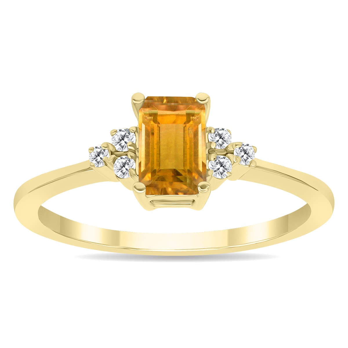 Citrine and Diamond Regal Ring in 10K Yellow Gold