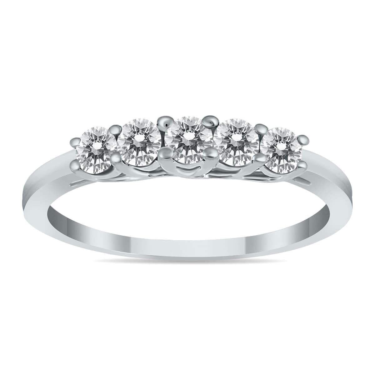 1/4 Carat TW Natural Diamond 5 Stone Ring in 10K White Gold