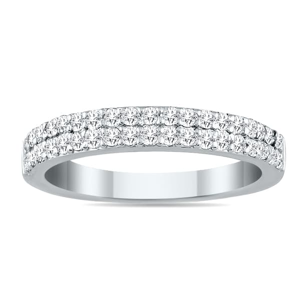 3/8 Carat TW Double Row Diamond Wedding Band in 10K White Gold