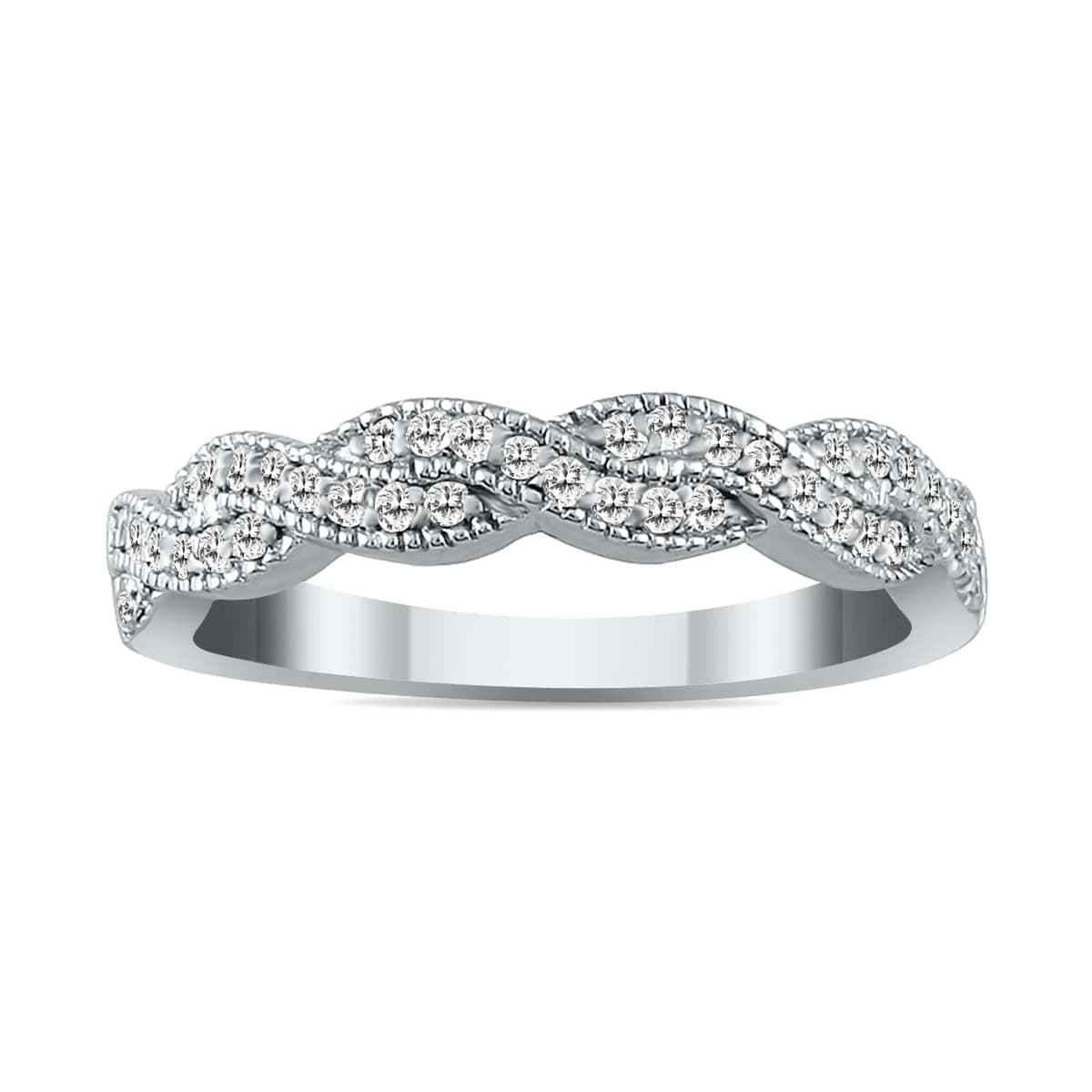 1/3 Carat TW Braided Diamond Wedding Band in 10K White Gold