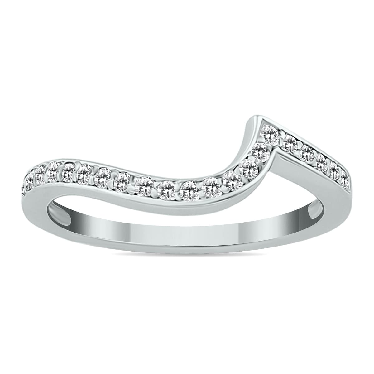 1/5 Carat TW Natural Diamond Curved Wedding Band in 14K White Gold