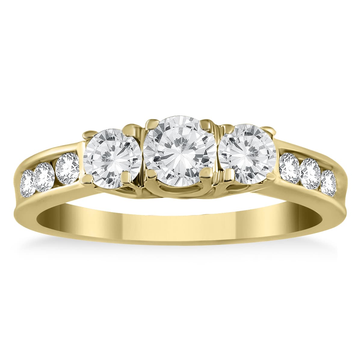 1 Carat TW Diamond Three Stone Anniversary Ring in 10K Yellow Gold