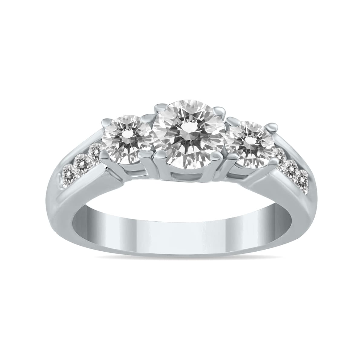 1 1/2 Carat TW Diamond Three Stone Ring in 10K White Gold