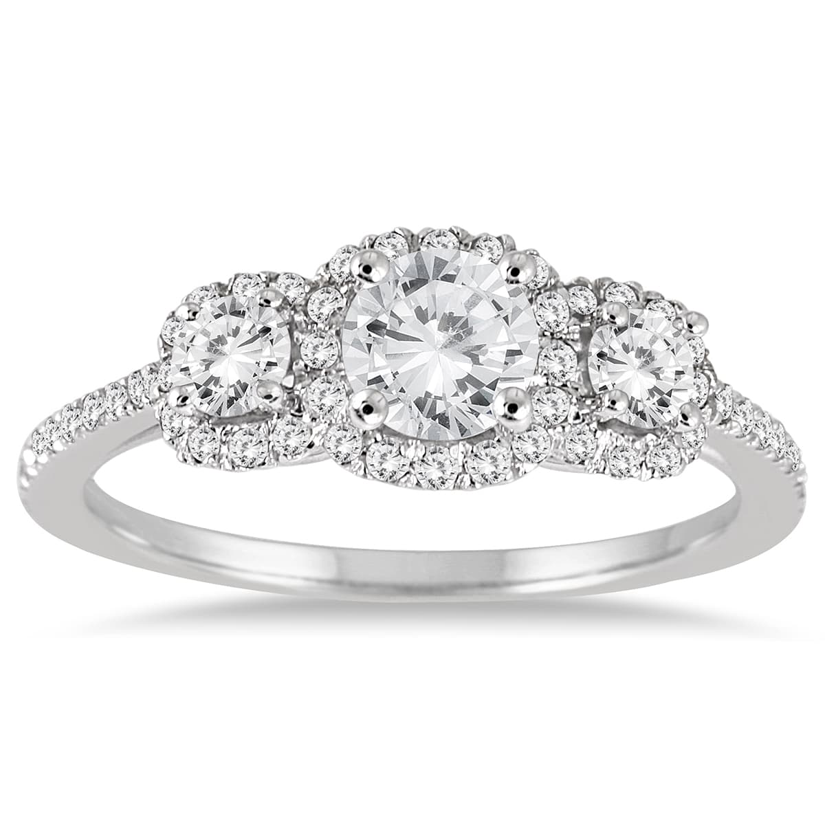 1 Carat TW Diamond Three Stone Ring in 14K White Gold