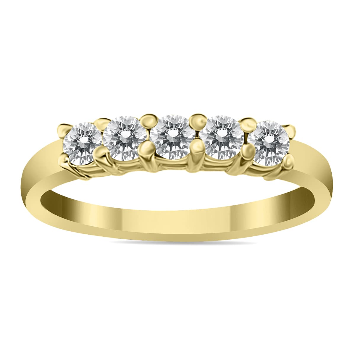 1/2 Carat TW 5 Stone White Diamond Ring in 10K Yellow Gold