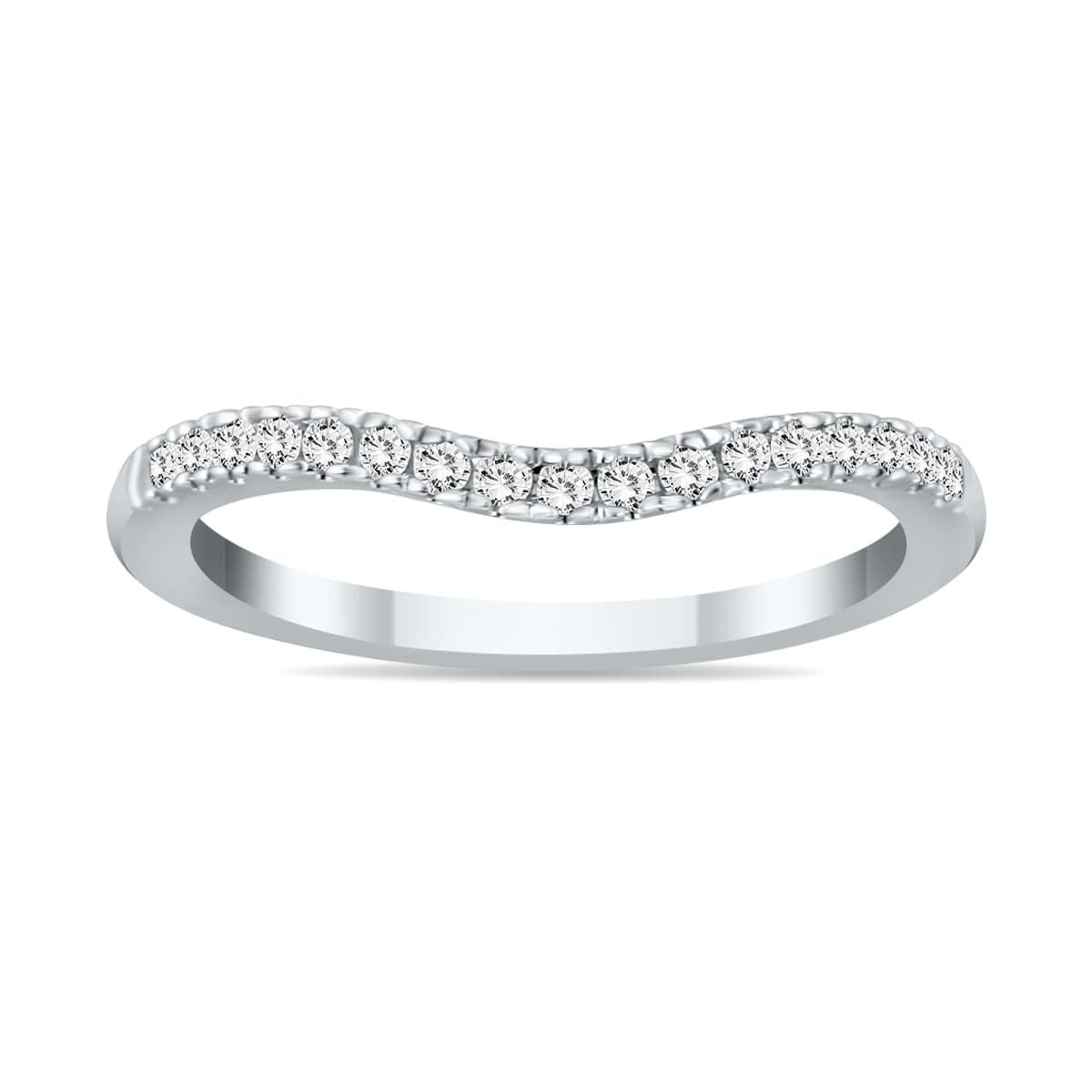 1/8 Carat TW Diamond Curved Wedding Band in 14K White Gold