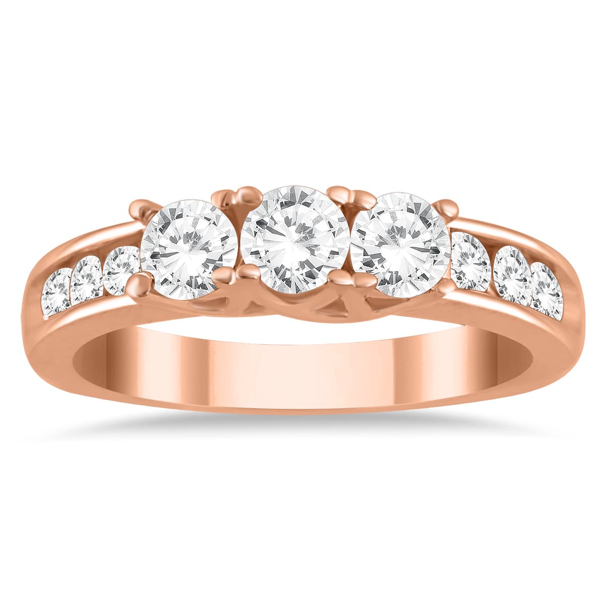 1 Carat TW Diamond Three Stone Ring in 10K Rose Gold