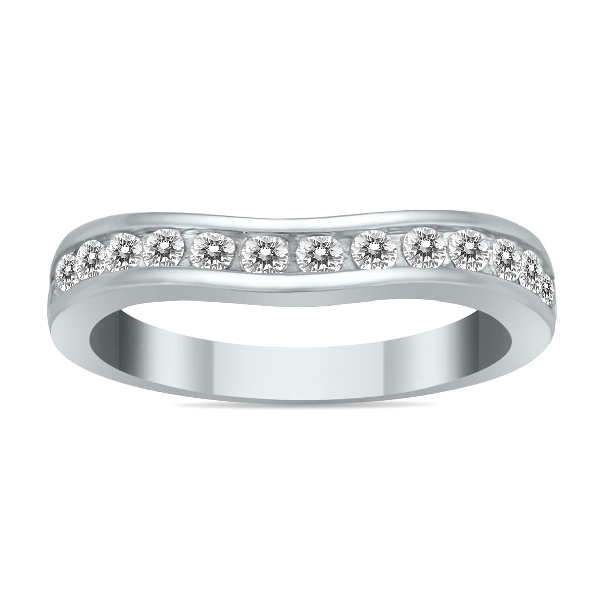 1/2 Carat TW Diamond Channel Set Curved Band in 10K White Gold