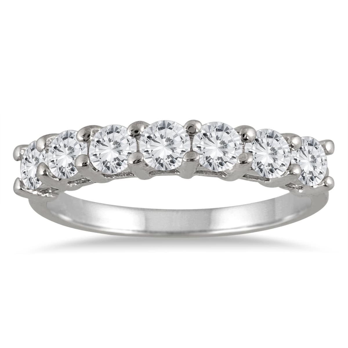 1 Carat TW Seven Stone Diamond Wedding Band in 14K White Gold