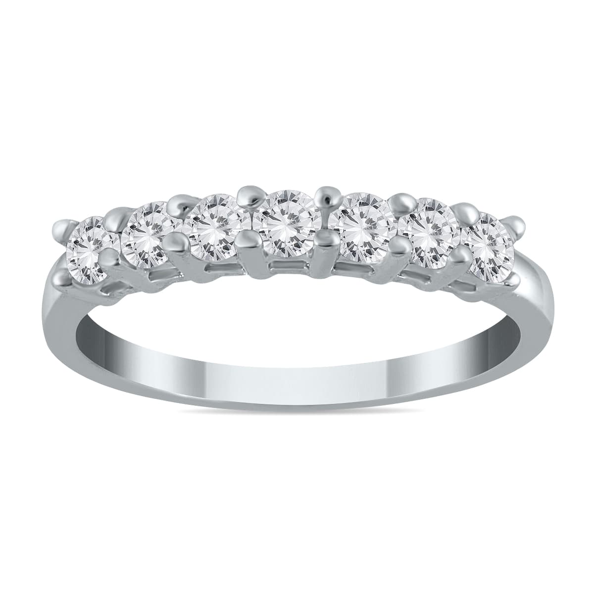 1/2 Carat TW 7 Stone Natural Diamond Band in 10K White Gold