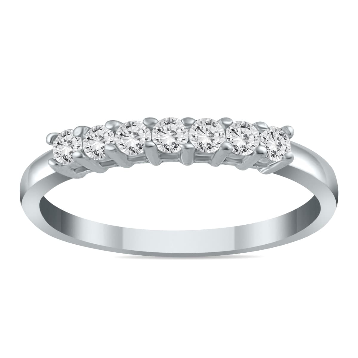 1/4 Carat TW Seven Stone Diamond Wedding Band in 10K White Gold