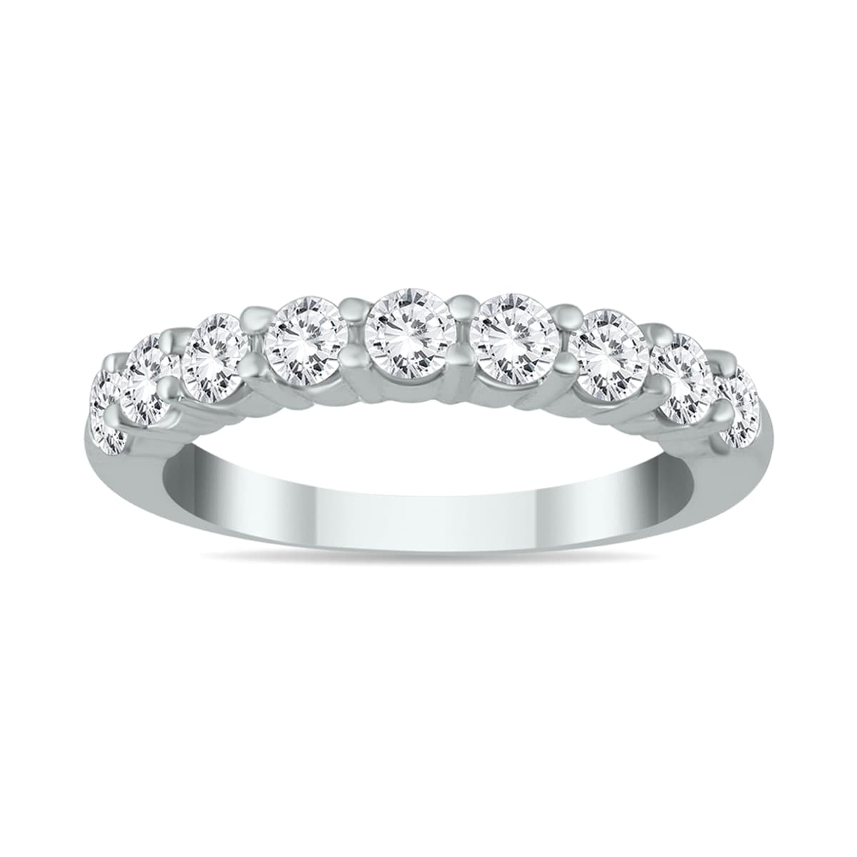 1 1/3 Carat TW 9 Stone Diamond Wedding Band in 14K White Gold