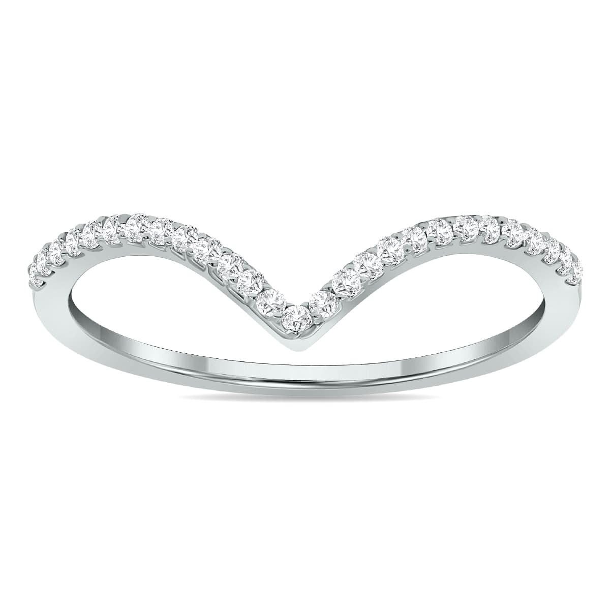 1/8 Carat TW Diamond V Ring in 14K White Gold