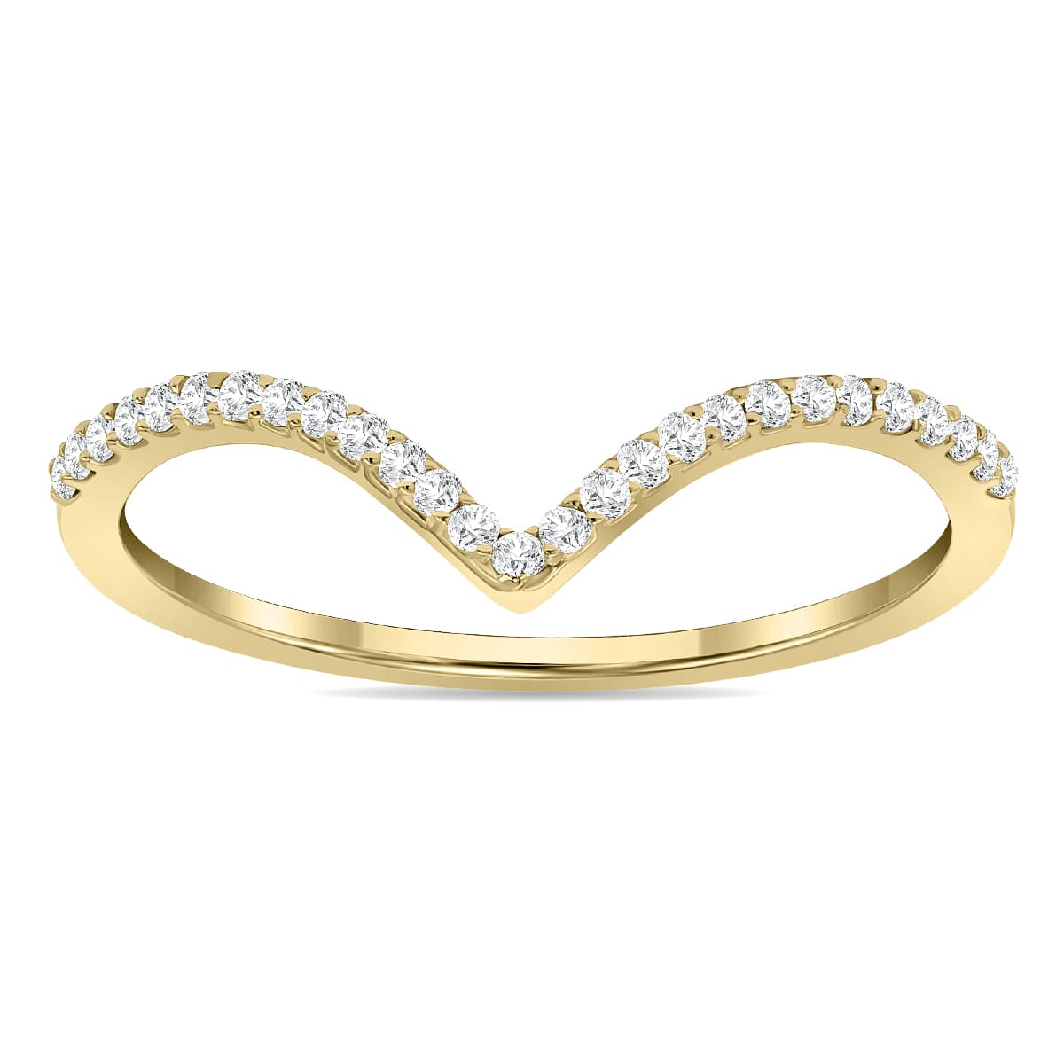 1/8 Carat TW Diamond V Ring in 14K Yellow Gold