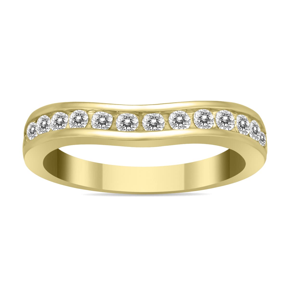 1/2 Carat TW Diamond Channel Set Curved Band in 10K Yellow Gold