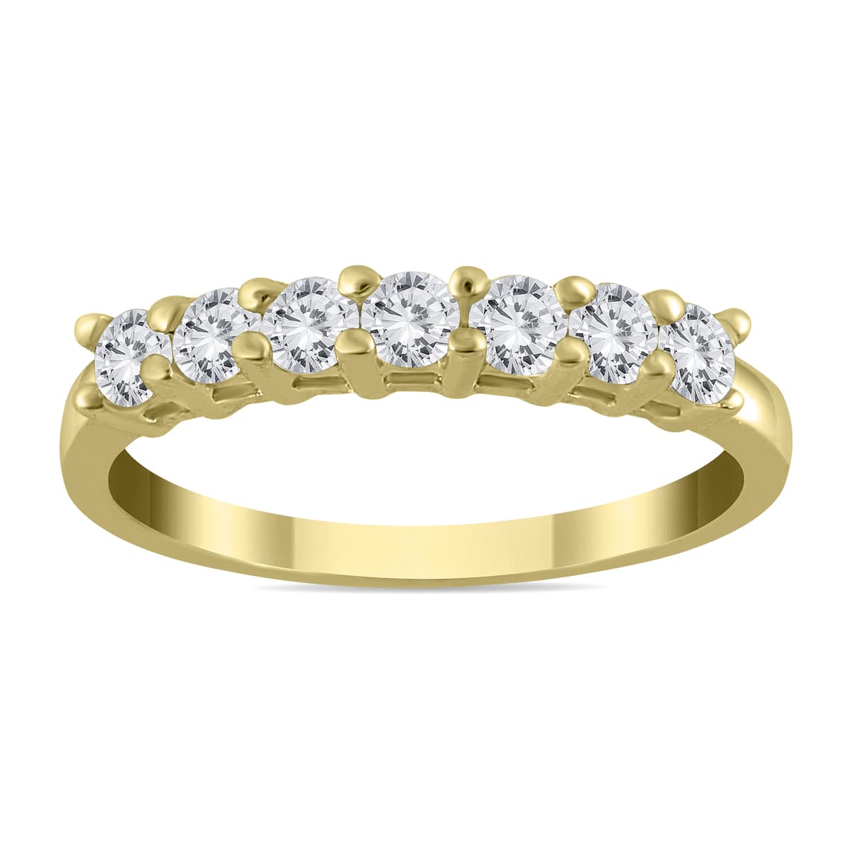 1/2 Carat TW 7 Stone Natural Diamond Band in 10K Yellow Gold