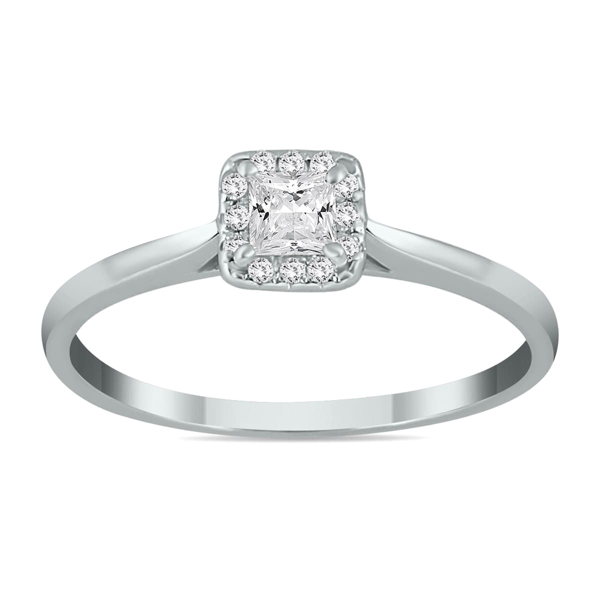 1/3 Carat TW Princess Diamond Halo Ring in 14K White Gold