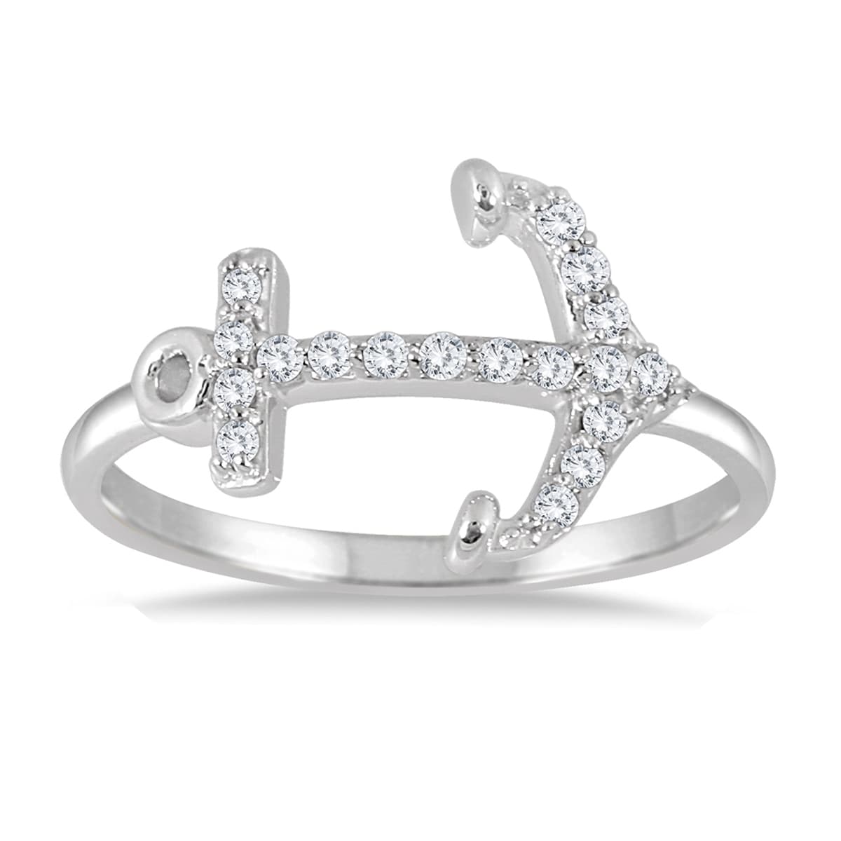 1/5 Carat TW Diamond Anchor Ring in 10K White Gold
