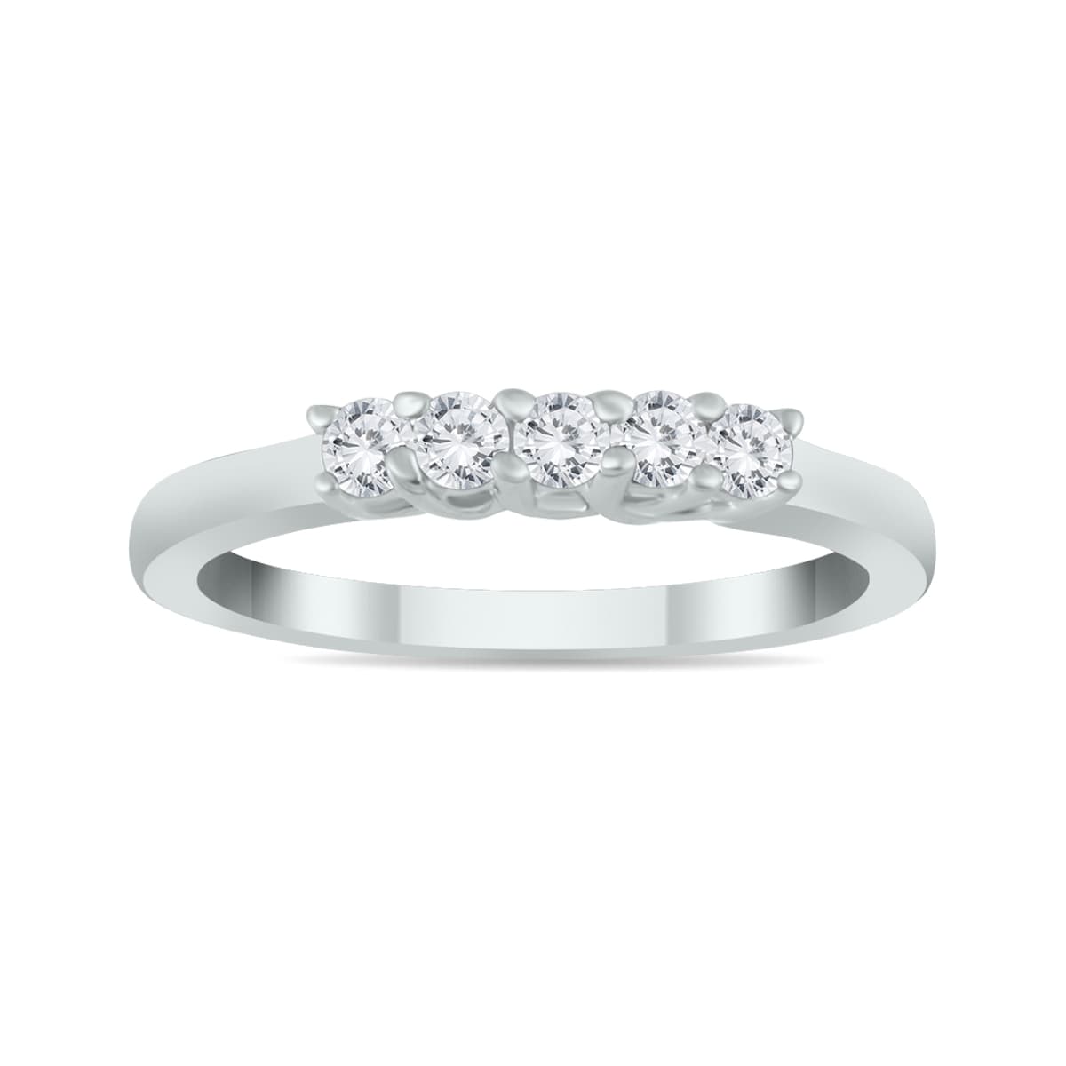 1/4 Carat TW Five Stone Diamond Wedding Band in 14K White Gold
