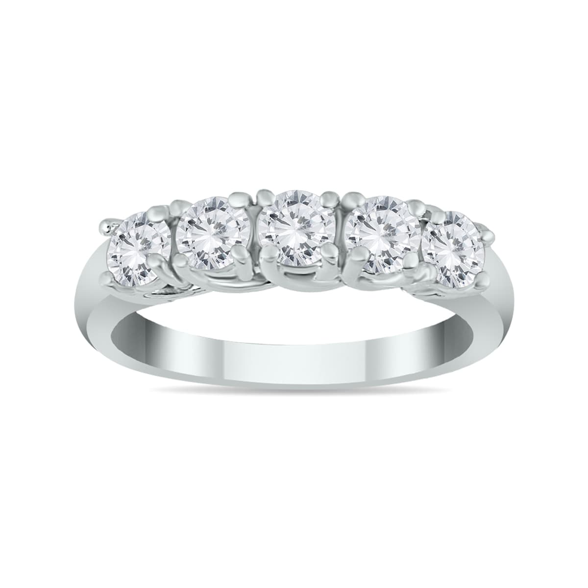 1 Carat TW Five Stone Diamond Wedding Band in 14K White Gold