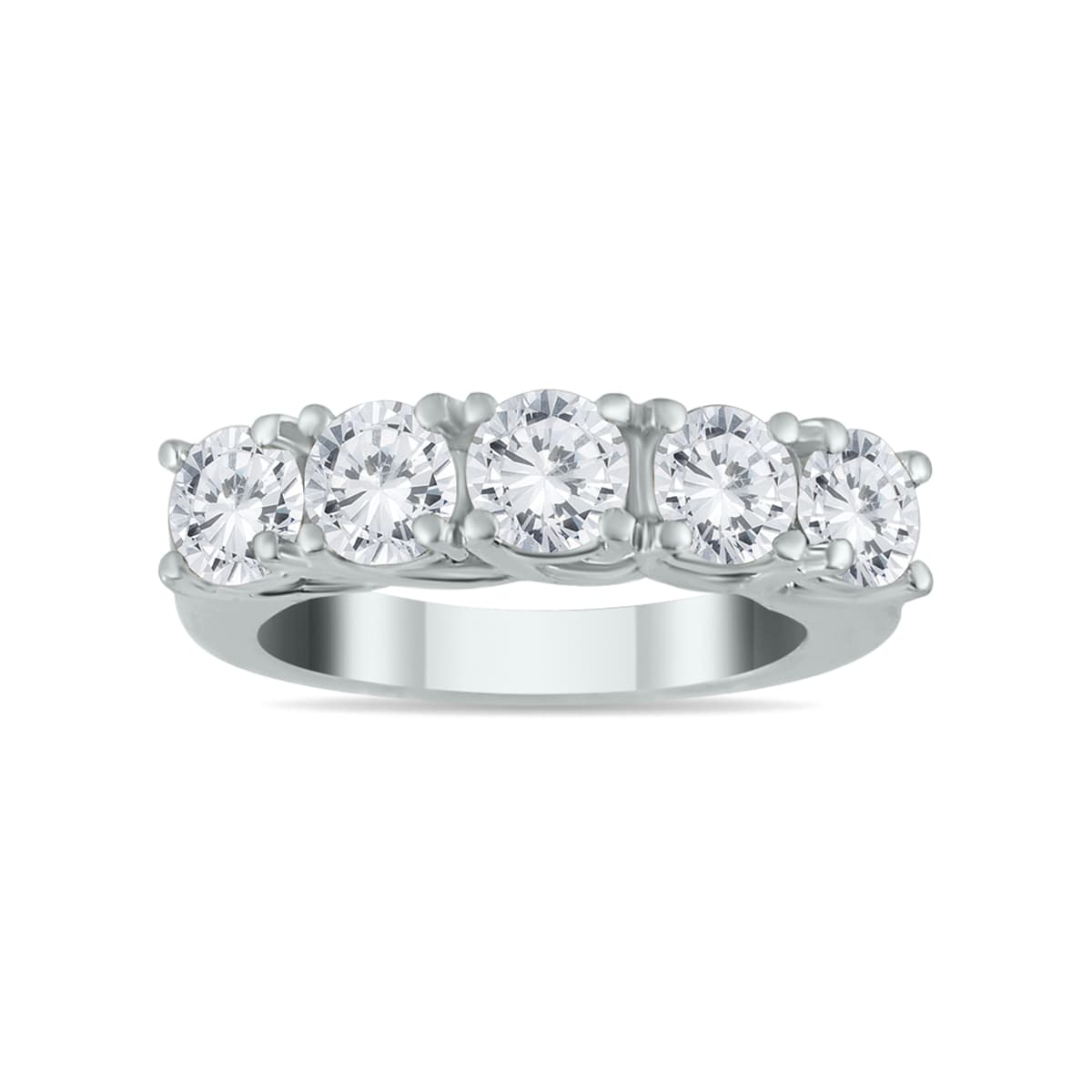 3 Carat TW Five Stone Diamond Wedding Band in 14K White Gold