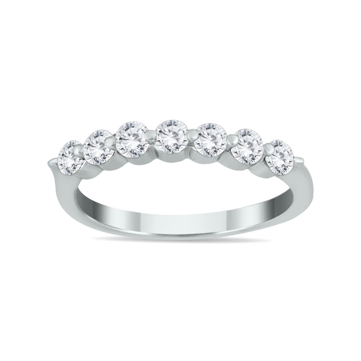 1/2 Carat TW Seven Stone Diamond Wedding Band in 14K White Gold