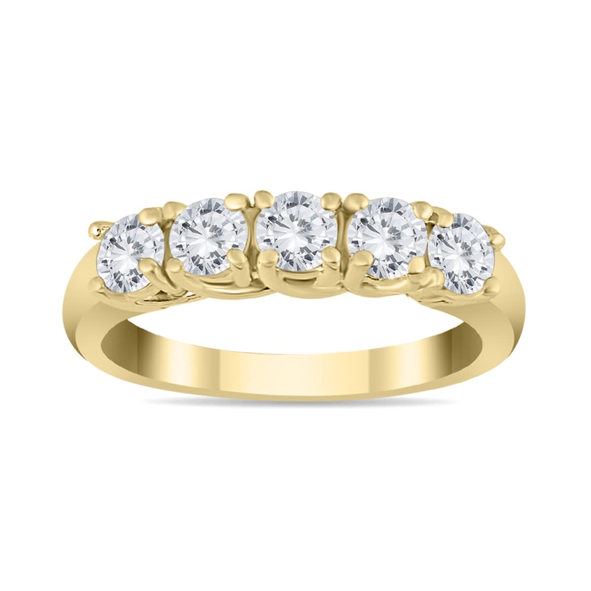 1 Carat TW Five Stone Diamond Wedding Band in 14K Yellow Gold