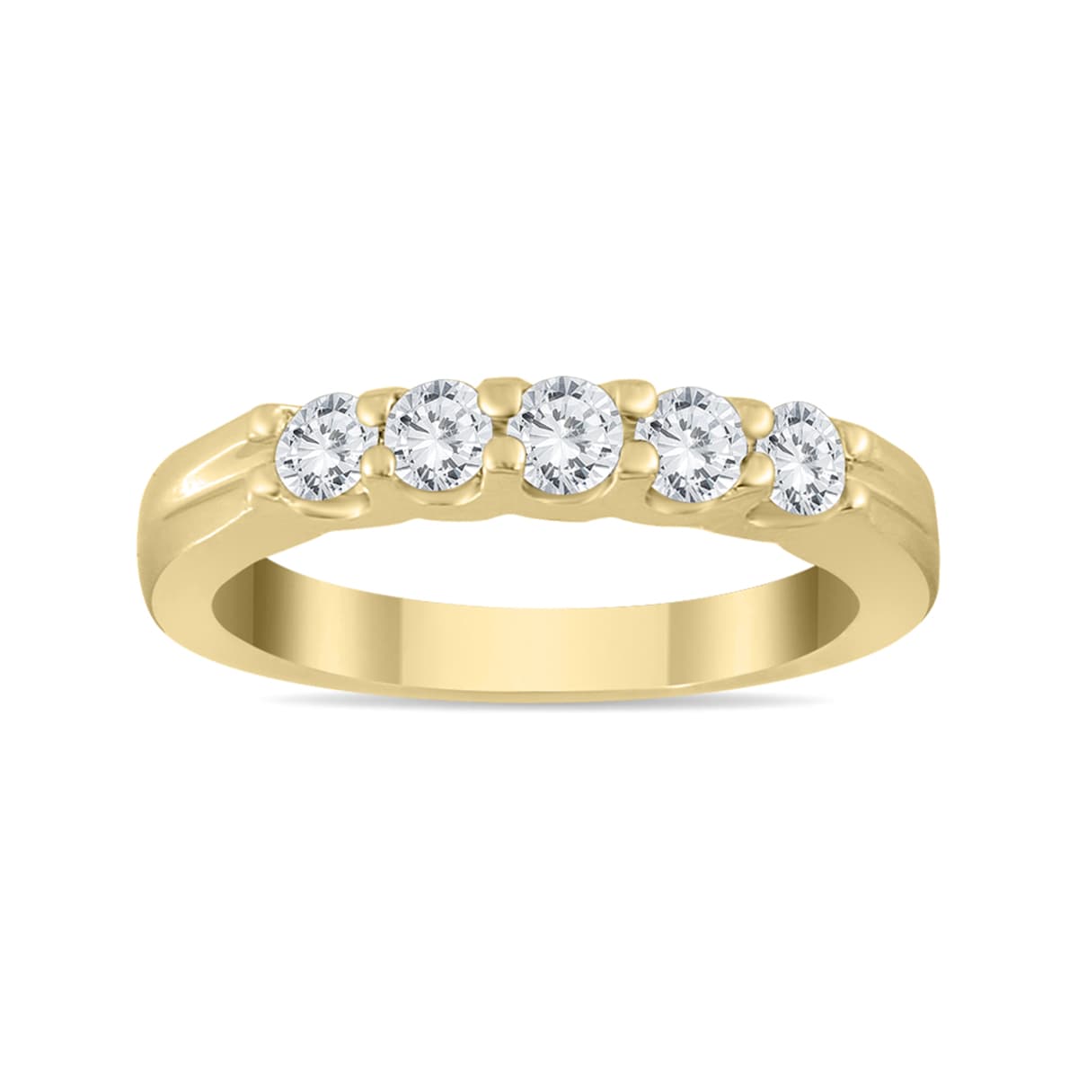 1/2 Carat TW Five Stone Diamond Wedding Band in 14K Yellow Gold