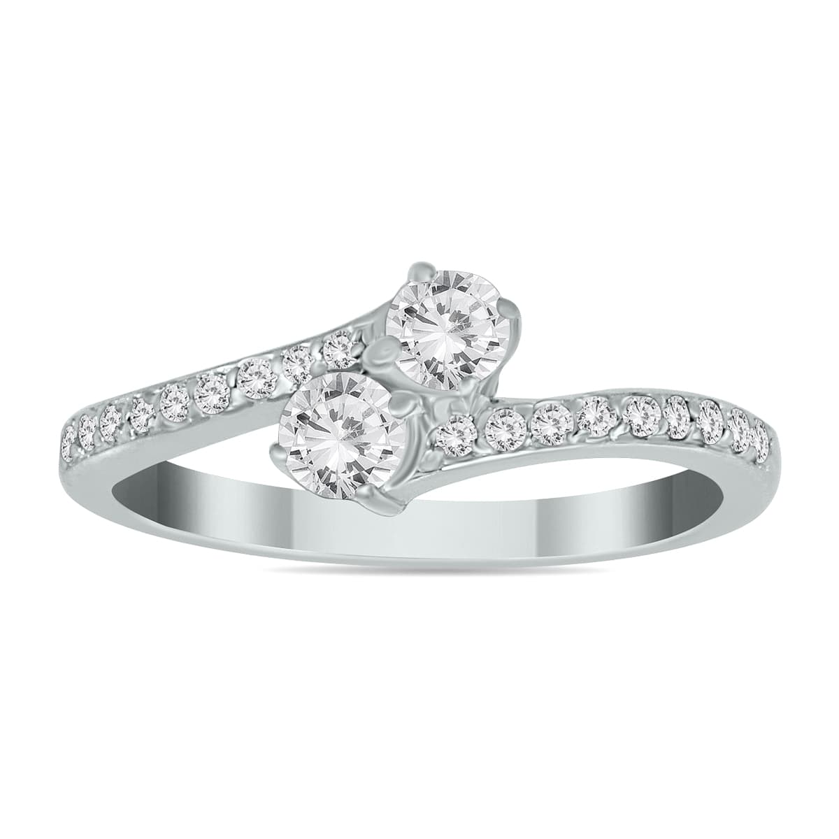 1/2 Carat TW Women Two Stone Diamond Ring in 14K White Gold