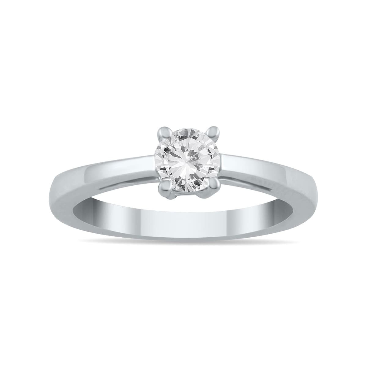 1/2 Carat Classic Diamond Solitaire Ring in 10K White Gold